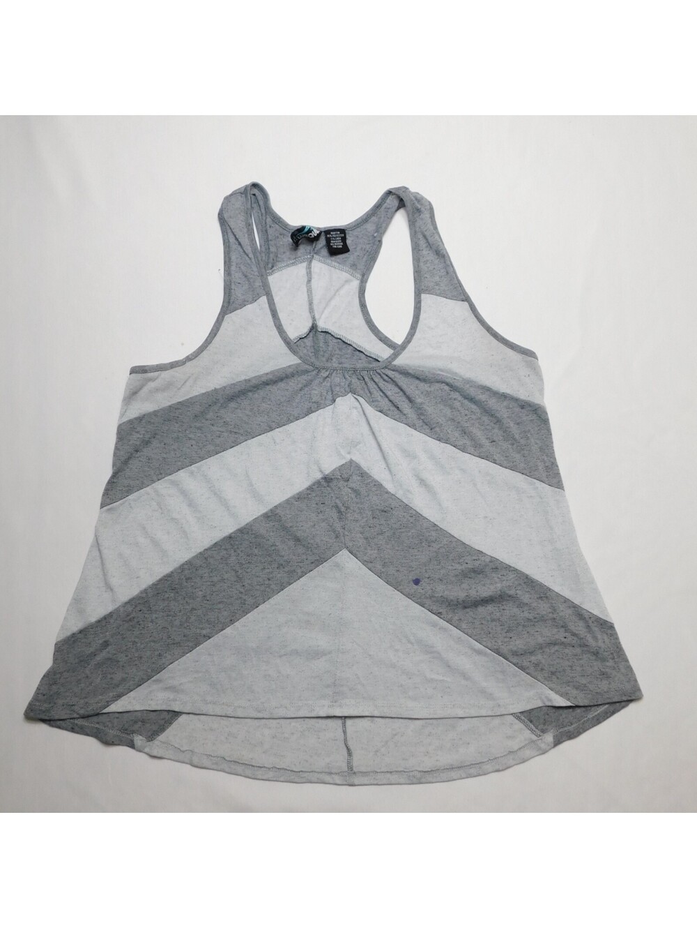Weavers Women's Tank Top XL Gray Striped Chevron Linen Blend Racerback Shirt Fla
